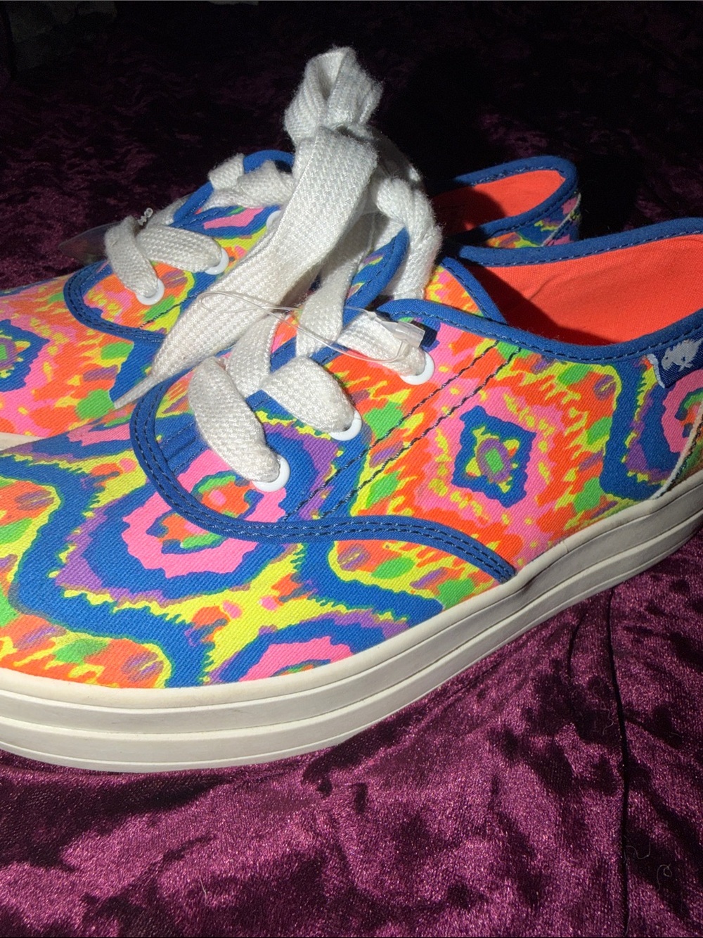 Rocket Dog Neon Multi Canvas Lace-Up Sneakers - Blue Trim